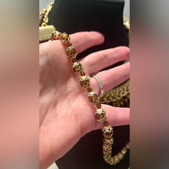 AMAZING NECKLACE SET!! Brown vintage Bib statement EVERYTHING!!! - Picture 5 of 6